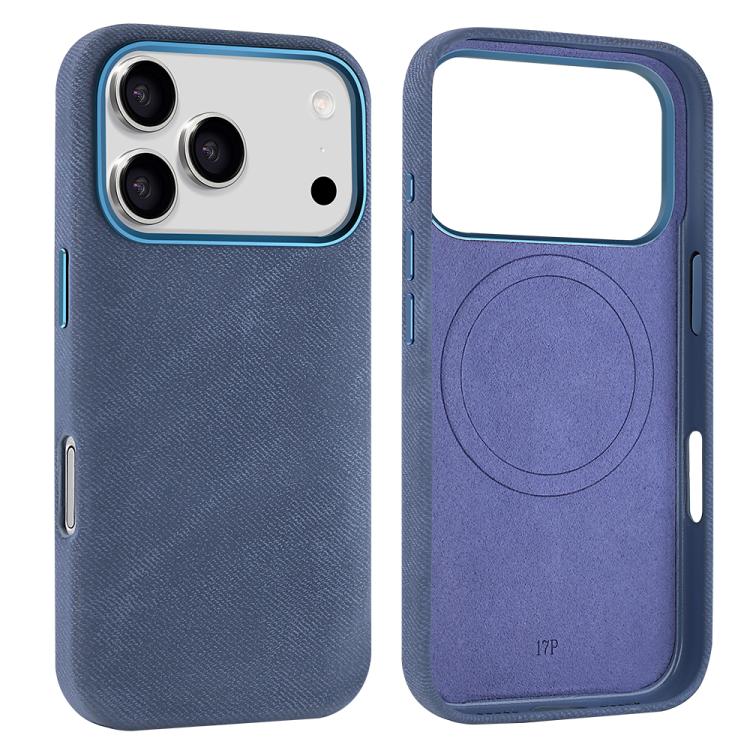 For iPhone 17 Pro VIETAO Retro Denim Texture PU Leather MagSafe Phone Case(Dark Blue)