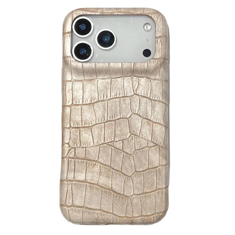 For iPhone 17 Pro Vintage Crocodile Texture Shockproof Vegan Leather Phone Case(Gold)