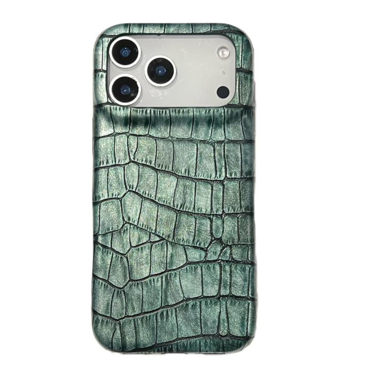 For iPhone 17 Pro Vintage Crocodile Texture Shockproof Vegan Leather Phone Case(Green)