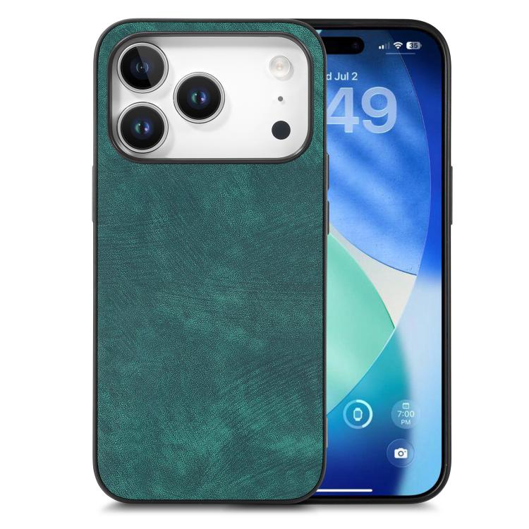 For iPhone 17 Pro Vintage Leather PC Back Cover Phone Case(Green)