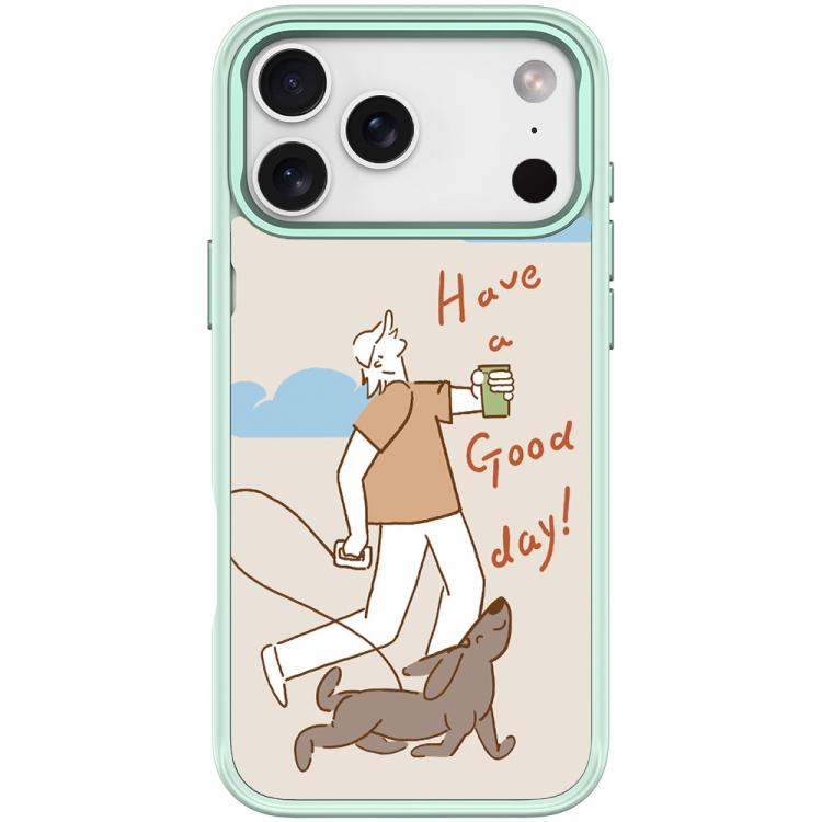 For iPhone 17 Pro Walking Dog Pattern Magnetic Phone Case(Light Green)