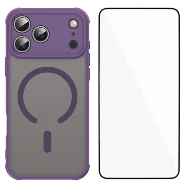 For iPhone 17 Pro WANLONFENG FD Series Skin Touch Magnetic Phone Case with Screen Film(Purple)