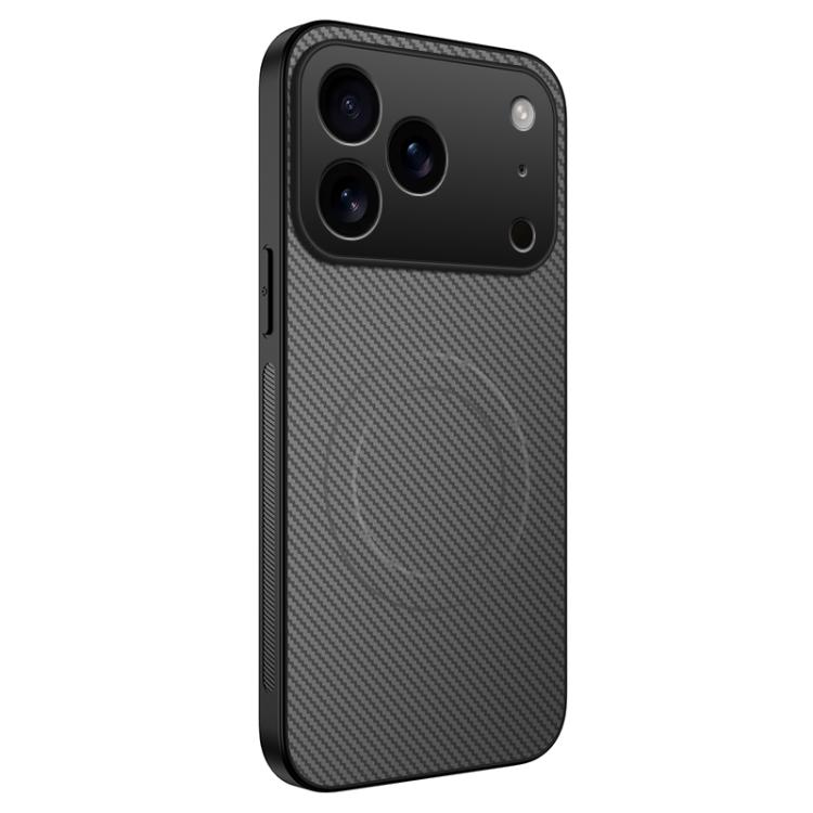 For iPhone 17 Pro WANLONFENG TQ Series Magnetic Carbon Fiber Texture PC Hybrid TPU Phone Case(Grey)