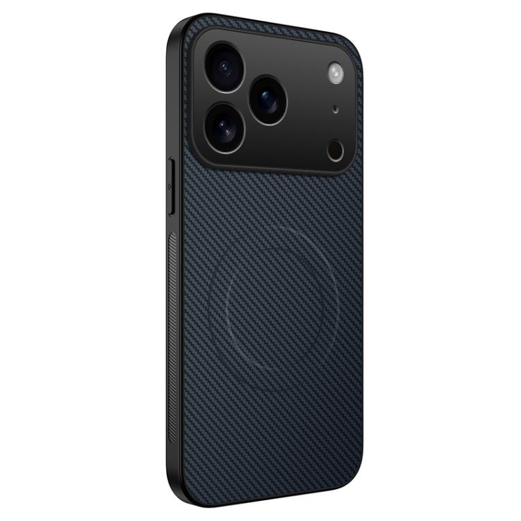 For iPhone 17 Pro WANLONFENG TQ Series Magnetic Carbon Fiber Texture PC Hybrid TPU Phone Case(Sapphire Blue)