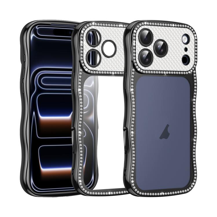 For iPhone 17 Pro Wave Twisting Star Diamond Shockproof Electroplate TPU Phone Case(Black)