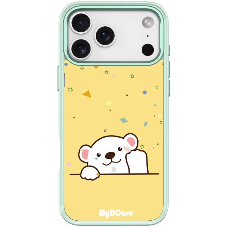 For iPhone 17 Pro Waving Little Bear Pattern Magnetic Phone Case(Light Green)