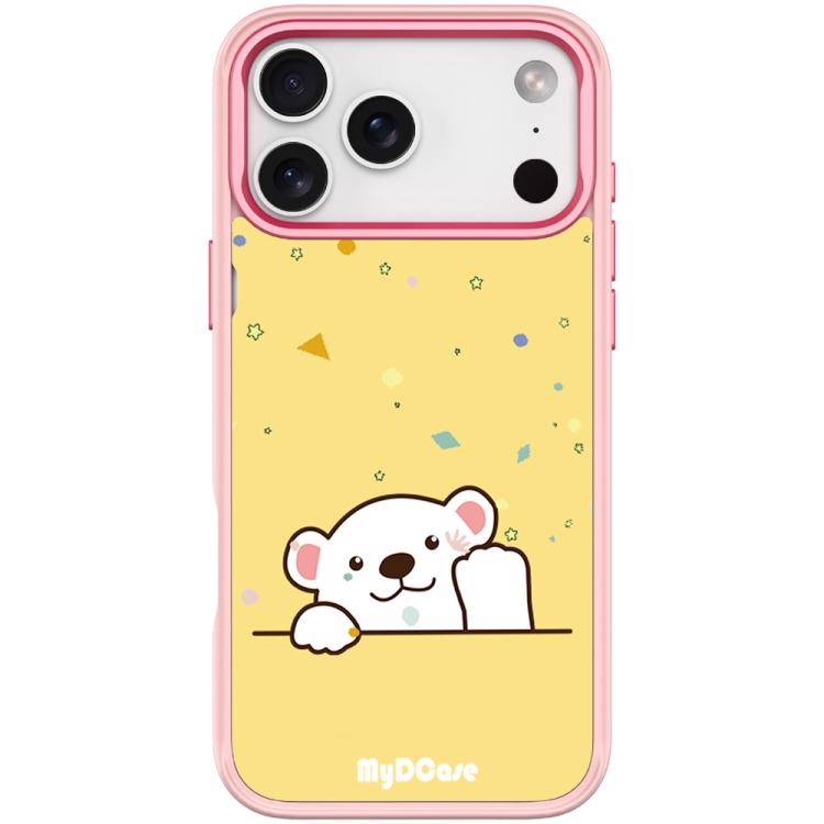 For iPhone 17 Pro Waving Little Bear Pattern Magnetic Phone Case(Pink)