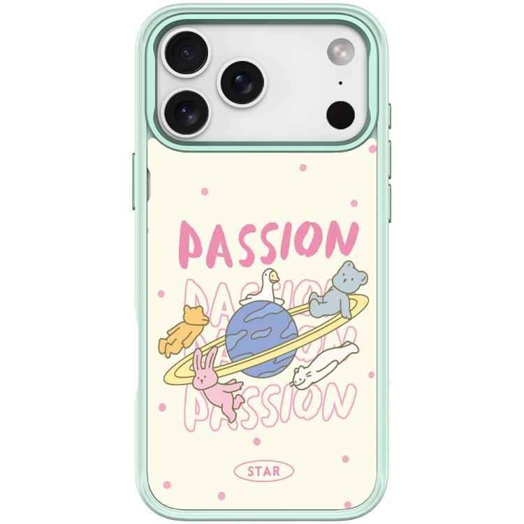 For iPhone 17 Pro White Planet Pattern Magnetic Phone Case(Light Green)