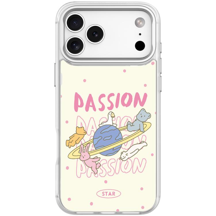 For iPhone 17 Pro White Planet Pattern Magnetic Phone Case(Transparent White)