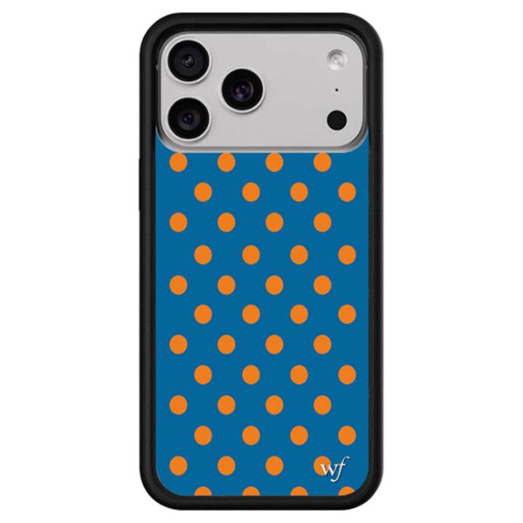 For iPhone 17 Pro WildFlow Floral Series Pattern Phone Case(Blue Orange Dots)