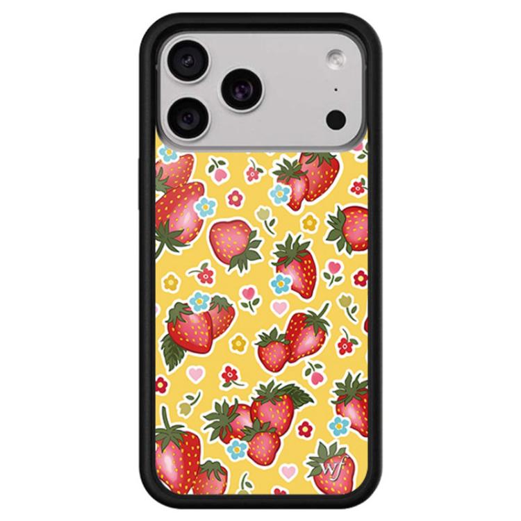 For iPhone 17 Pro WildFlow Party Series Pattern Phone Case(Yellow Strawberry)