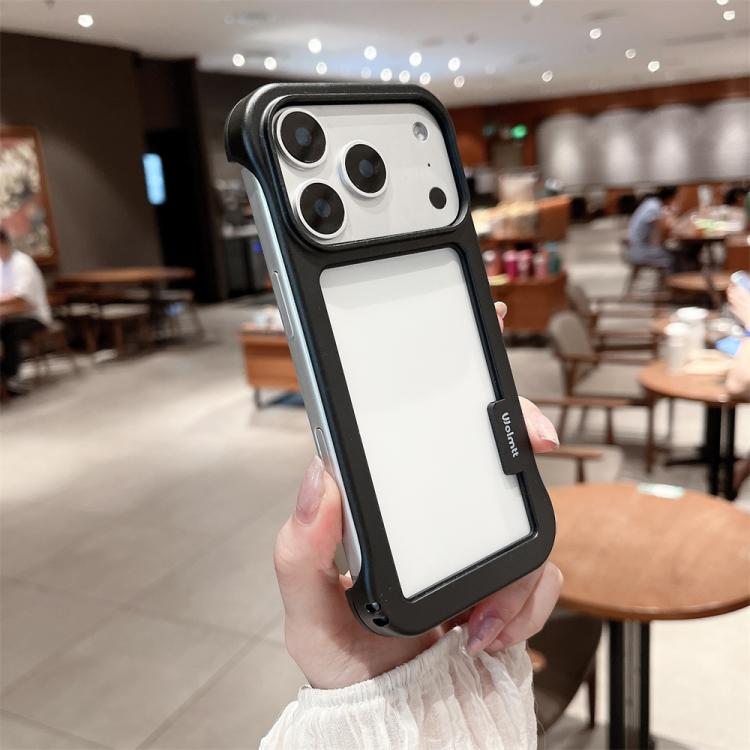 For iPhone 17 Pro Wolmtt Dual-color Candy Hollow Cooling Framed Phone Case(Black)