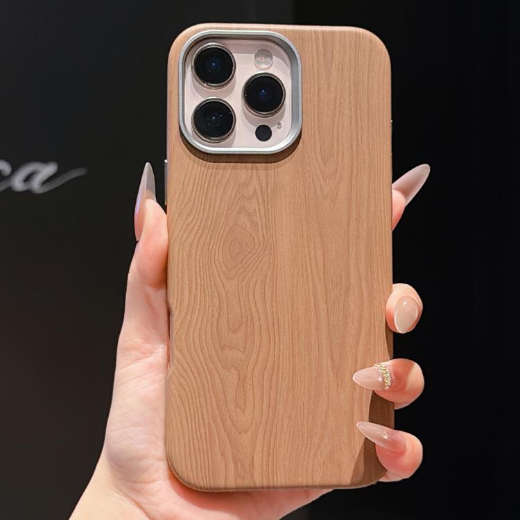 For iPhone 17 Pro Wood Grain Full Coverage Magnetic Phone Case(Khaki)