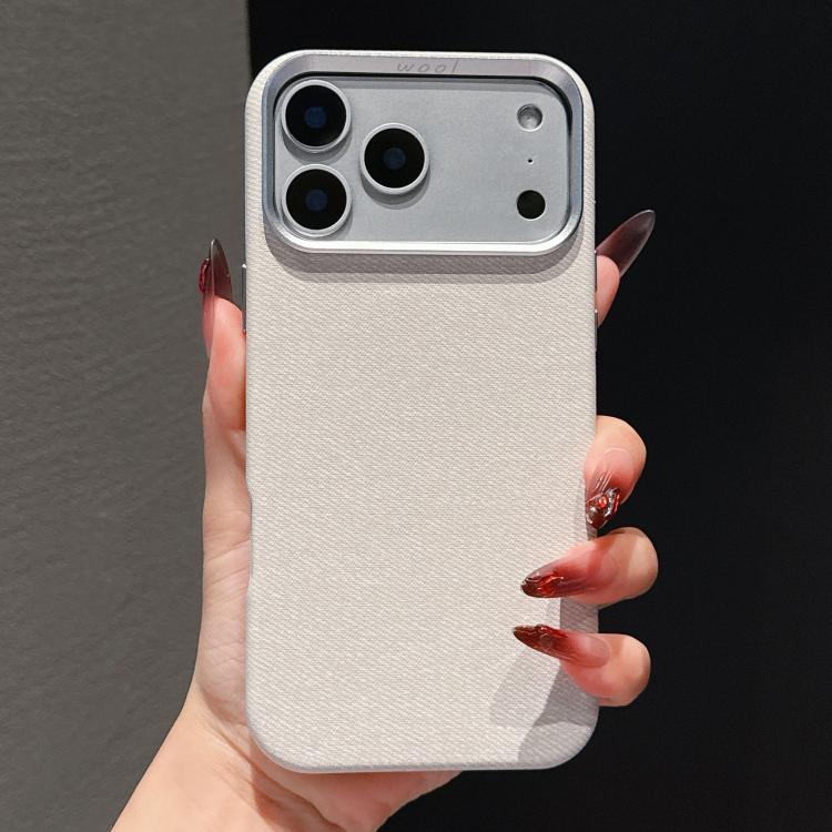 For iPhone 17 Pro Wool Linen Fabric Full Coverage Magnetic Phone Case(White)