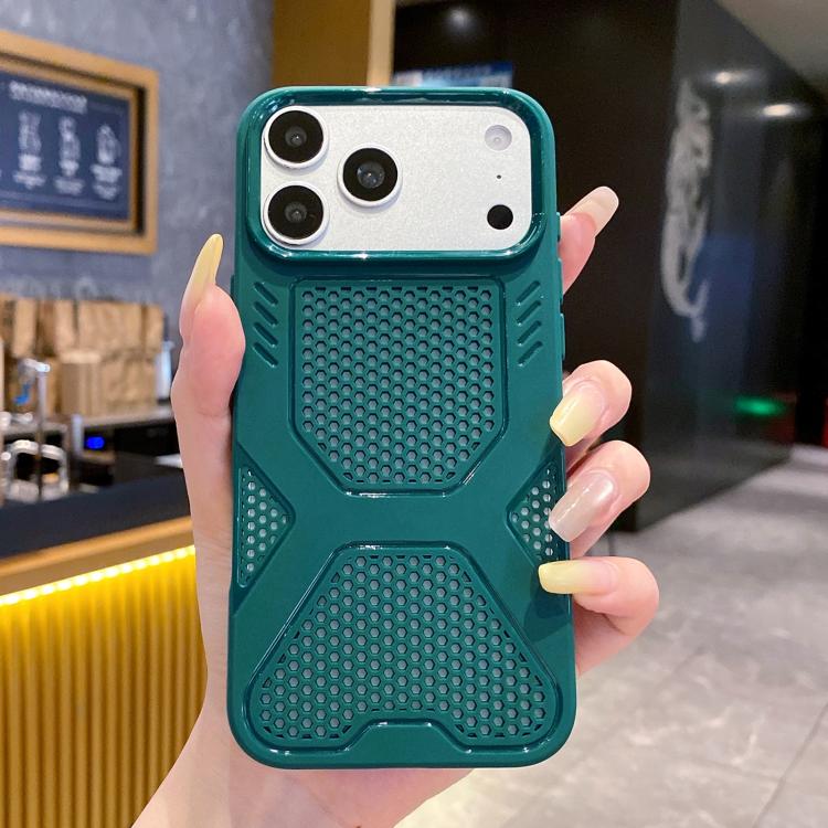 For iPhone 17 Pro X Armor Heat Dissipation TPU Phone Case(Dark Green)
