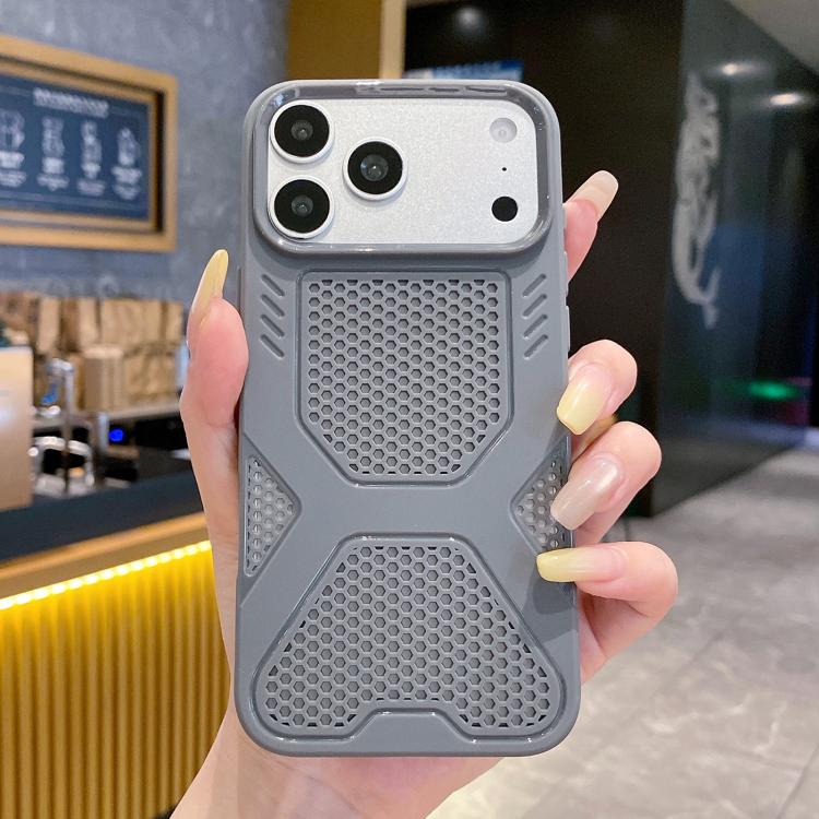 For iPhone 17 Pro X Armor Heat Dissipation TPU Phone Case(Grey)