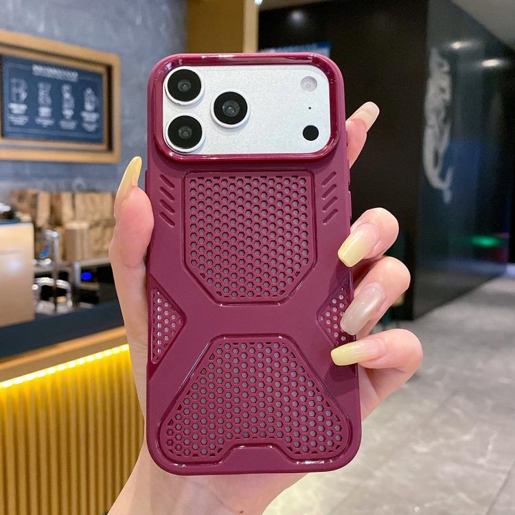 For iPhone 17 Pro X Armor Heat Dissipation TPU Phone Case(Wine Red)