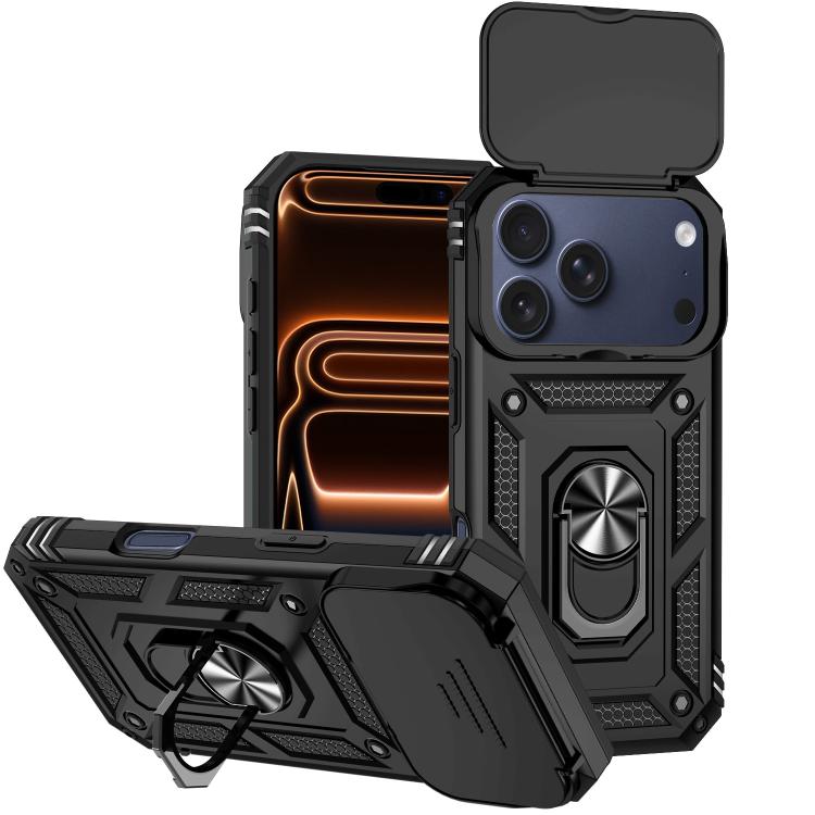 For iPhone 17 Pro XDcase Sliding Camshield Ring Holder Magnetic Phone Case(Black)