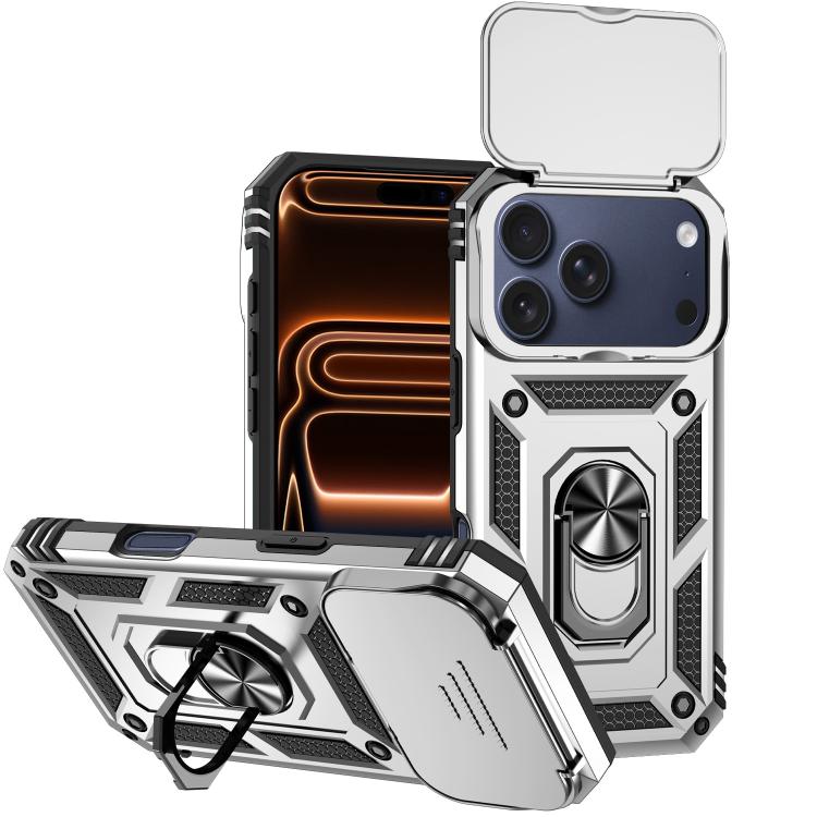 For iPhone 17 Pro XDcase Sliding Camshield Ring Holder Magnetic Phone Case(Silver)