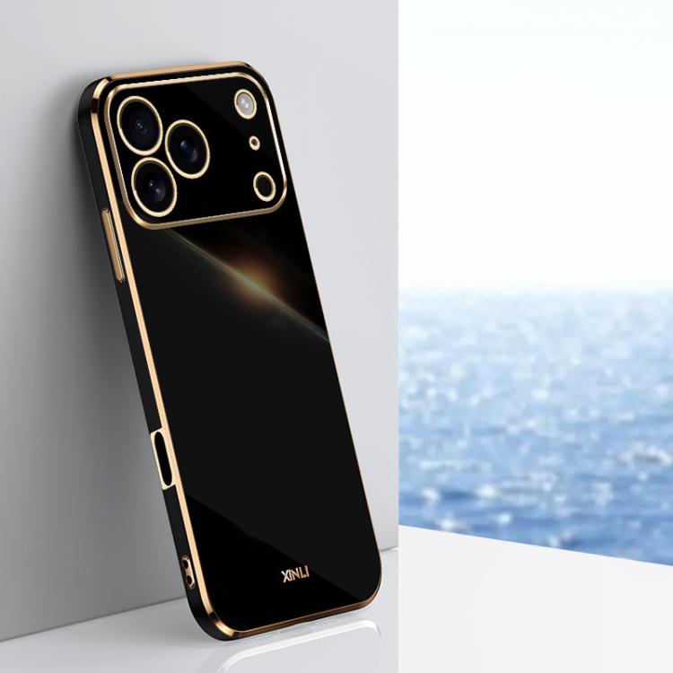 For iPhone 17 Pro XINLI Straight Edge 6D Electroplate TPU Phone Case(Black)