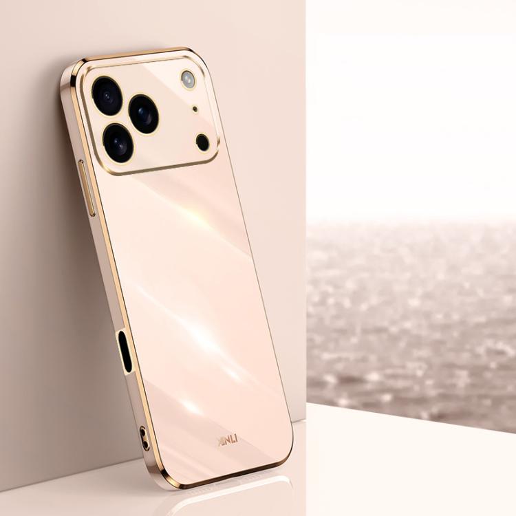 For iPhone 17 Pro XINLI Straight Edge 6D Electroplate TPU Phone Case(Pink)