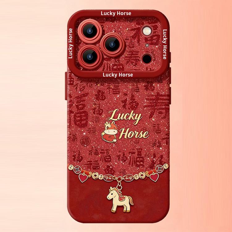 For iPhone 17 Pro Year Of The Horse Skin Feel Liquid Silicone Full Coverage Phone Case(Lucky Small Horse)