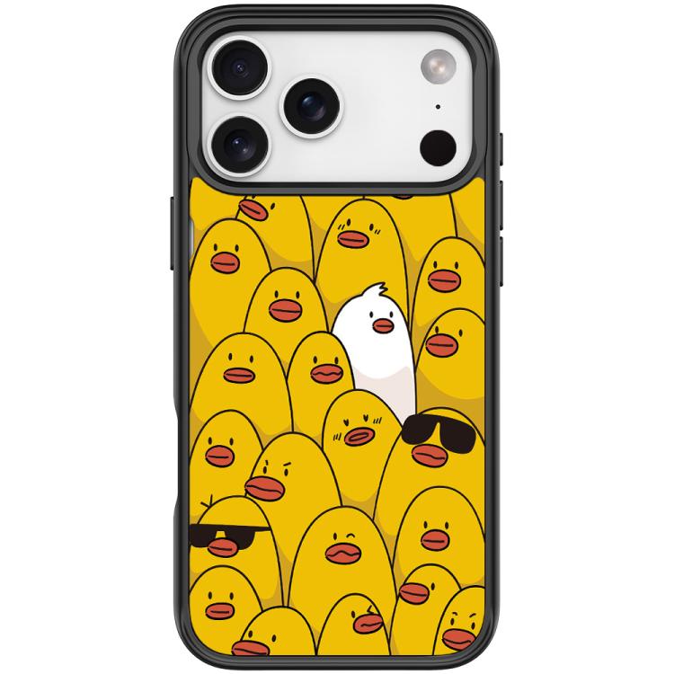For iPhone 17 Pro Yellow Duck Pattern Magnetic Phone Case(Black)