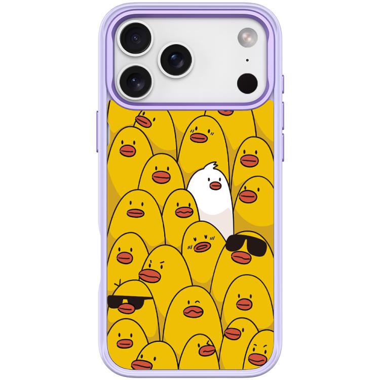 For iPhone 17 Pro Yellow Duck Pattern Magnetic Phone Case(Light Purple)