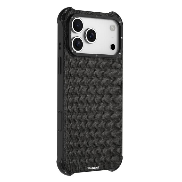 For iPhone 17 Pro YOUNGKIT Jeans Cloth Texture TPU Canvas Magnetic Phone Case(FBCX001 Black)