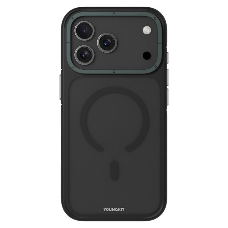 For iPhone 17 Pro YOUNGKIT Rocky Sand Skin-Touch Matte TPU PC Hybrid Magnetic Phone Case(YSCX001 Black)