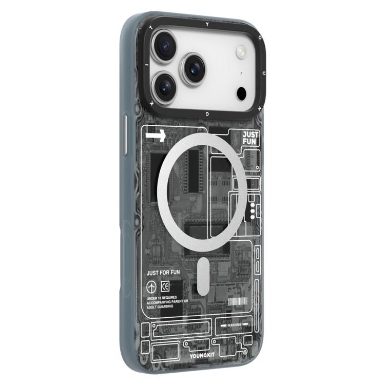 For iPhone 17 Pro YOUNGKIT Technology Series IMD Hard PC Magnetic Phone Case(CX020 Black)