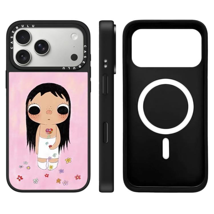 For iPhone 17 Pro YUY Series Pattern Camera Control Button Mirror Magnetic Phone Case(Flowers YUY)