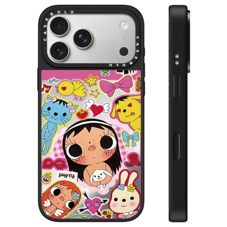 For iPhone 17 Pro YUY Series Pattern Camera Control Button Mirror Phone Case(YUY Heart Bow)