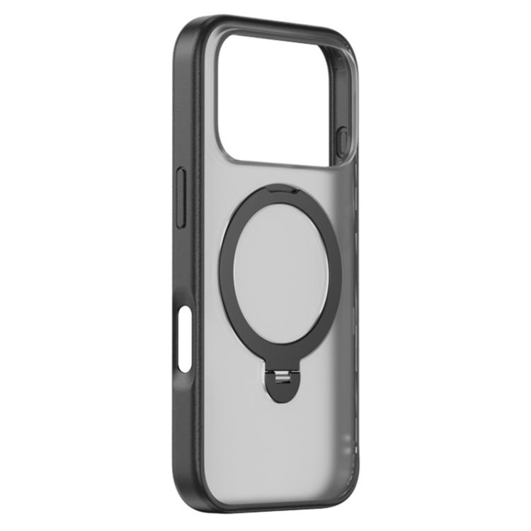 For iPhone 17 Pro ZGA 360 Pivot Holder Magsafe PC Hybrid TPU Phone Case(Black)