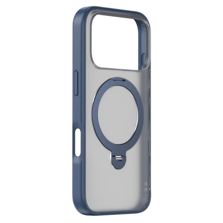 For iPhone 17 Pro ZGA 360 Pivot Holder Magsafe PC Hybrid TPU Phone Case(Blue)