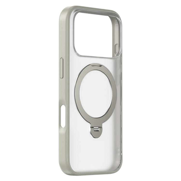 For iPhone 17 Pro ZGA 360 Pivot Holder Magsafe PC Hybrid TPU Phone Case(Grey)