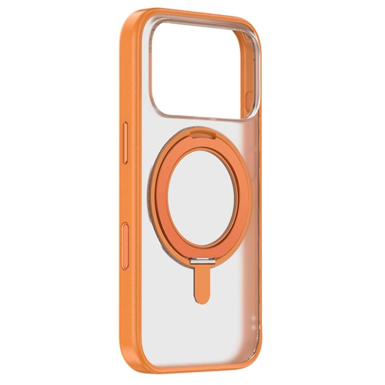 For iPhone 17 Pro ZGA Feitian 360 Rotation Holder Magsafe PC Hybrid TPU Phone Case(Orange)