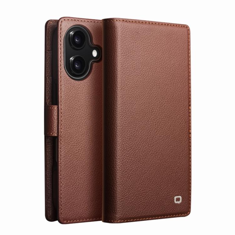 For iPhone 17 QIALINO Classics 3rd Genuine Leather Phone Case(Brown)