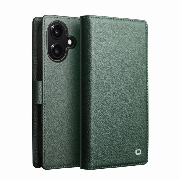 For iPhone 17 QIALINO Classics 3rd Genuine Leather Phone Case(Cyan)