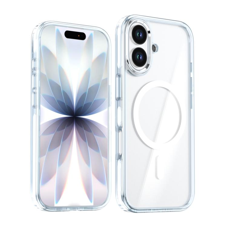 For iPhone 17 Qicai Two-color Transparent Magnetic Phone Case(White)