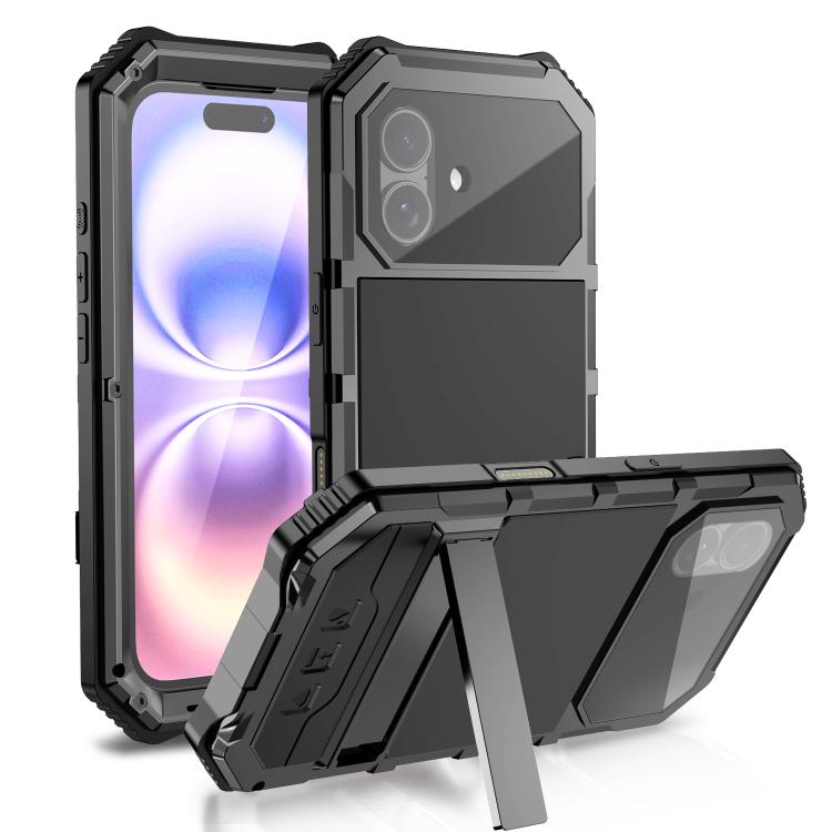 For iPhone 17 R-JUST Life Waterproof Dustproof Shockproof Holder Phone Case(Black)