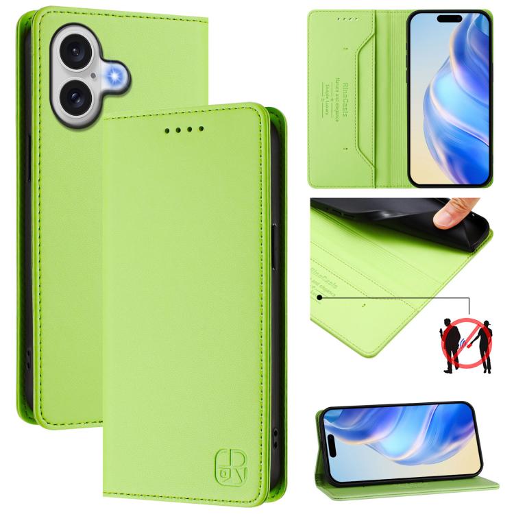For iPhone 17 RC01 Dual-Folded Magnetic Suction RFID Leather Phone Case(Grass Green)