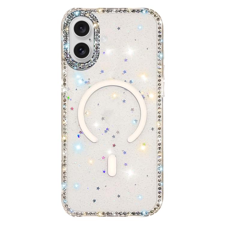 For iPhone 17 Rhinestone Dual-side IMD PC Hybrid TPU Magnetic Phone Case(Glitter Stars)