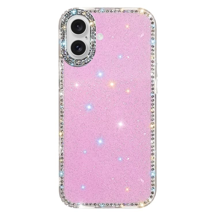 For iPhone 17 Rhinestone Dual-side IMD PC Hybrid TPU Phone Case(Glitter Light Purple)
