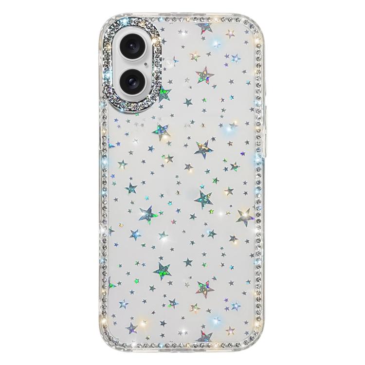 For iPhone 17 Rhinestone Dual-side IMD PC Hybrid TPU Phone Case(Stars Transparent)