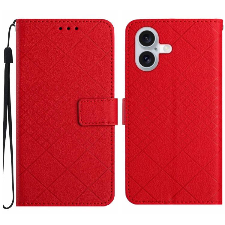 For iPhone 17 Rhombic Grid Texture Leather Phone Case(Red)