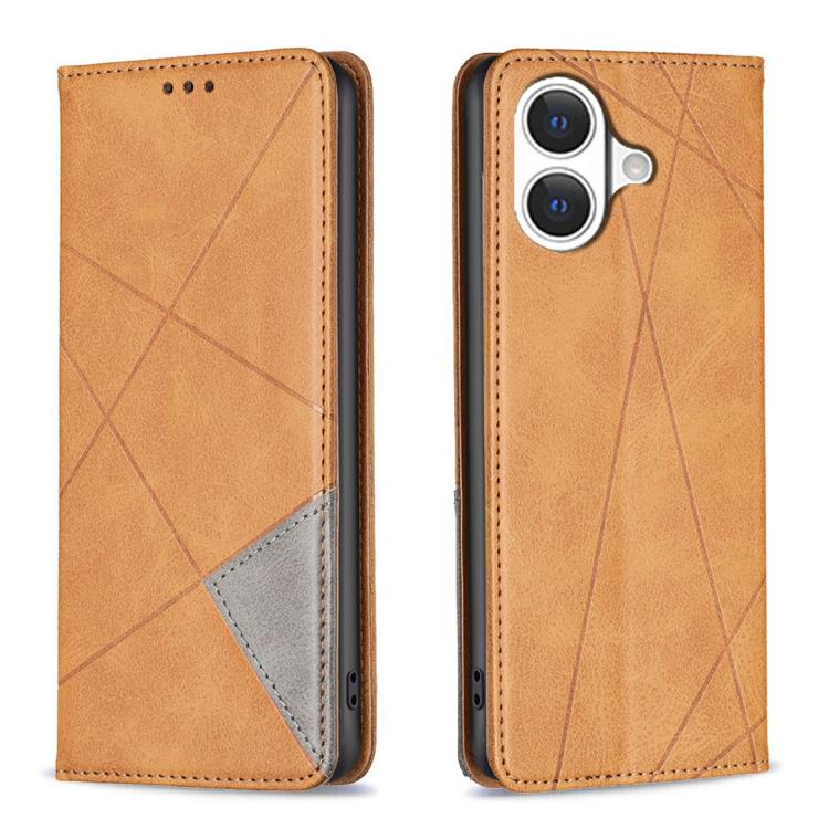 For iPhone 17 Rhombus Texture Magnetic Leather Phone Case(Yellow)