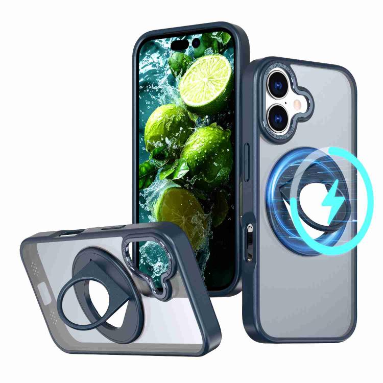For iPhone 17 Rotating Ring Magnetic Holder Phone Case(Blue)