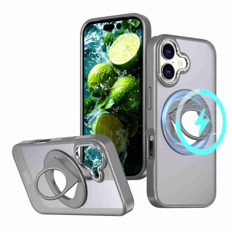 For iPhone 17 Rotating Ring Magnetic Holder Phone Case(Titanium Grey)