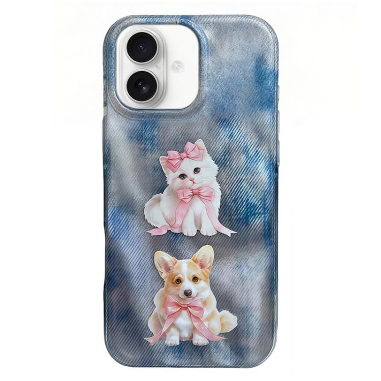 For iPhone 17 Rounded Edge IMD Pattern TPU Phone Case(Cat and Dog)